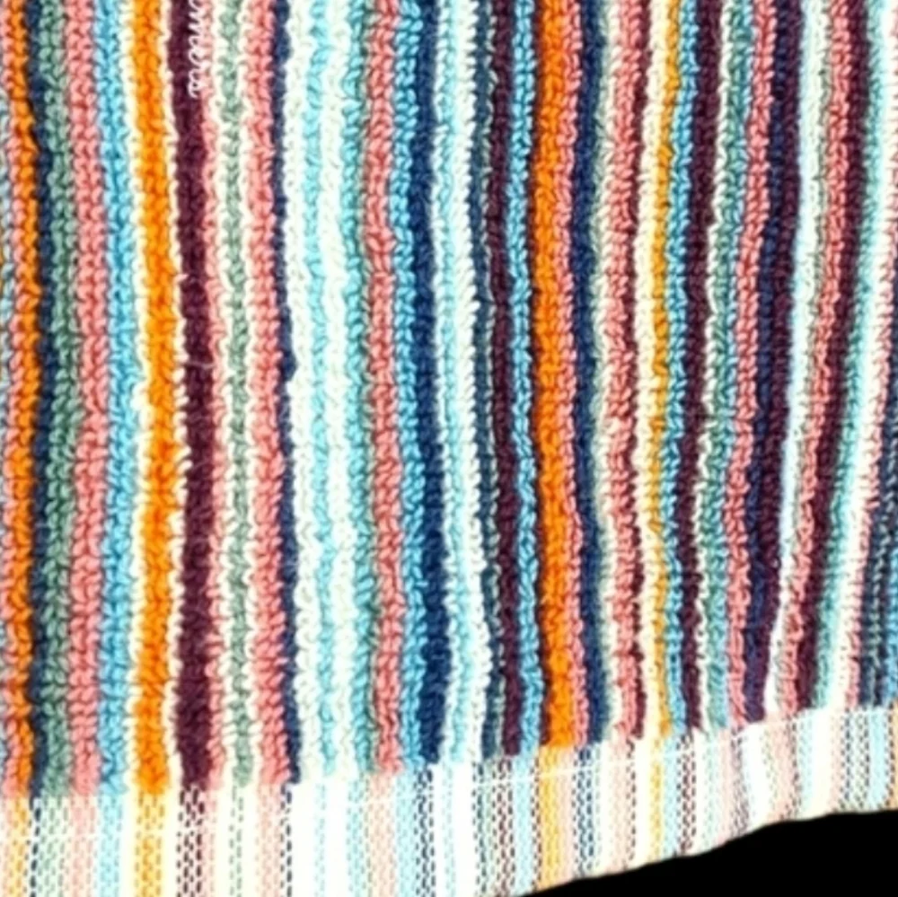2 Piece Rachel Zoe Fall Rainbow Striped Multicolored Hand Towel Set NEW